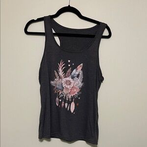 Floral Graphic Charcoal Tank Top